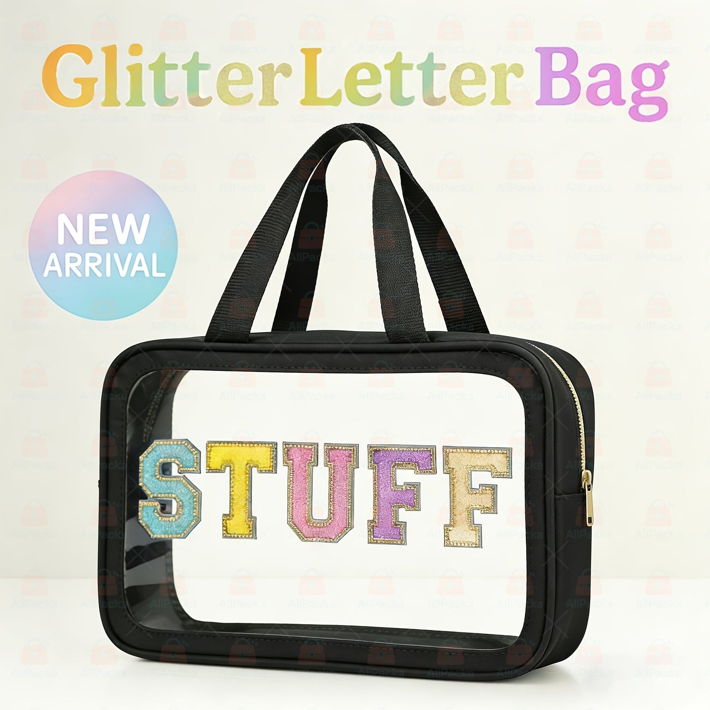 Travel Makeup Bag – PVC, Stuff Embroidered Pvc Makeup Portable – front view - product view 15