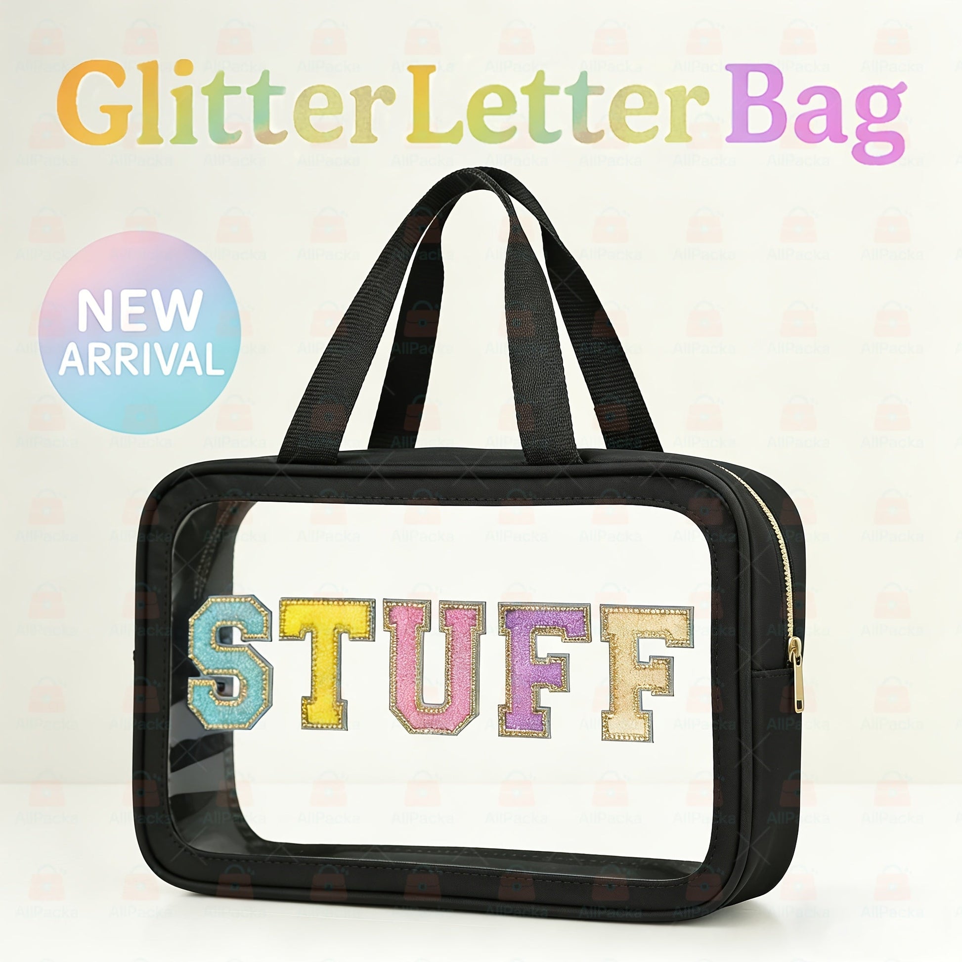 Travel Makeup Bag – PVC, Stuff Embroidered Pvc Makeup Portable – front view - product view 15
