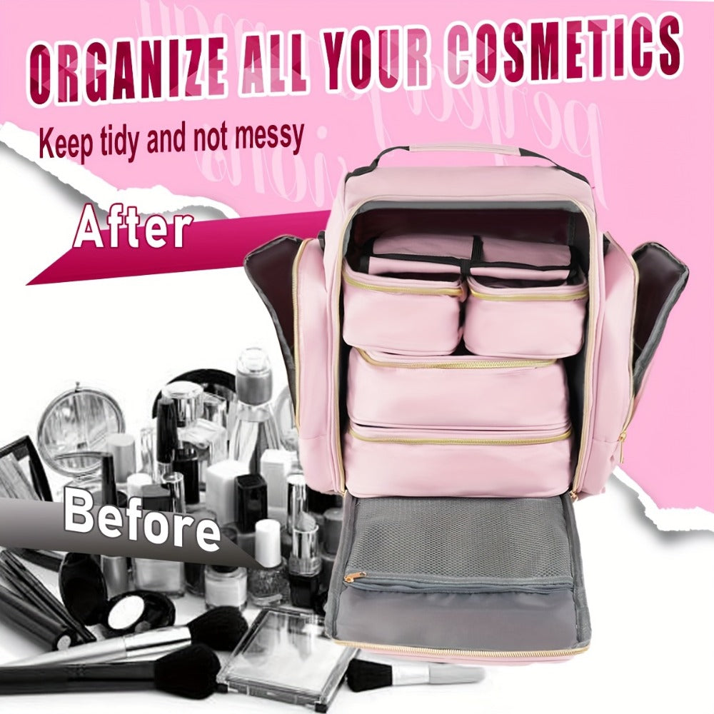 Travel Makeup Bag – for Travel, Multifunctional Makeup Case Removable Inner – detail view 11