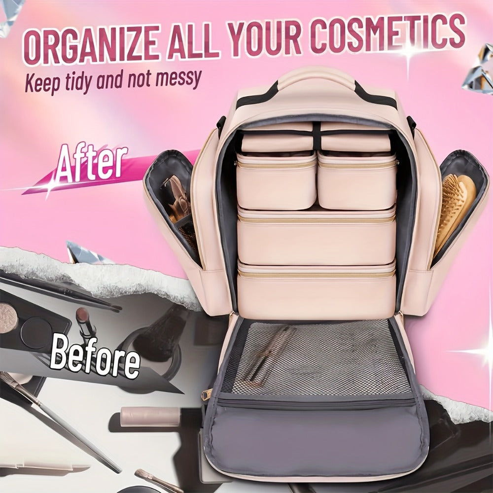 Travel Makeup Bag – for Travel, Multifunctional Makeup Case Removable Inner – detail view 4