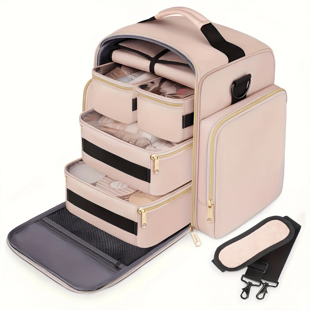 Travel Makeup Bag – for Travel, Multifunctional Makeup Case Removable Inner – front view