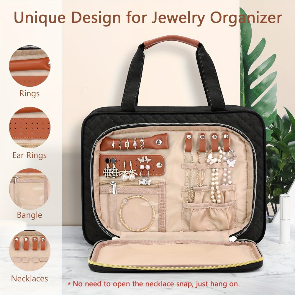 Travel Makeup Bag – for Travel, Weekender Toiletry Hanging Hook Jewelry – detail view 7