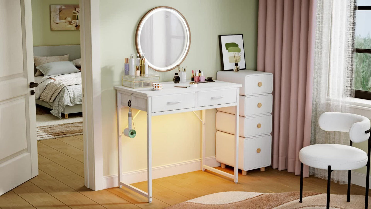 Makeup Vanity Desk with Adjustable Height for Dressing and Daily Routines in Bedroom detail image - detail view 13
