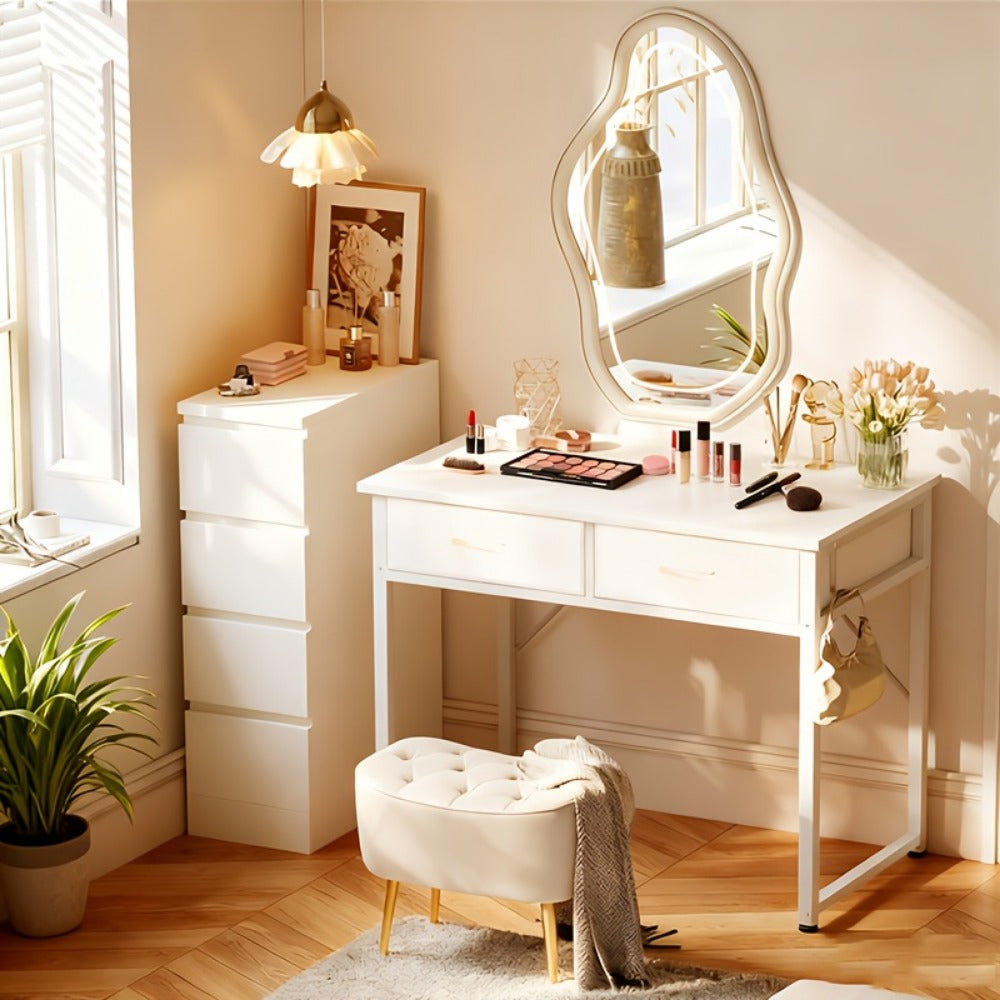 Makeup Vanity Desk with Adjustable Height for Dressing and Daily Routines in Bedroom detail image - detail view 6