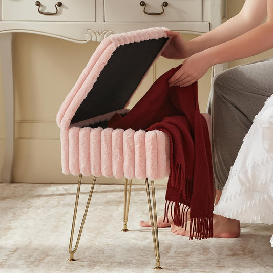 Makeup Vanity Desk with Hidden Storage and Padded Seat for Bedroom detail image