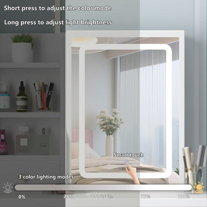 Makeup Vanity Desk with Lighted Mirror for Dressing and Daily Routines in Bedroom detail image - detail view 9