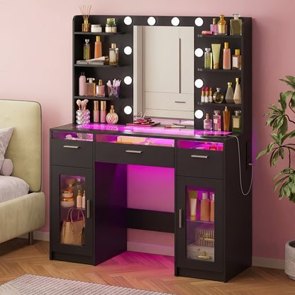 Vanity Desk shown in the Black-Extra Large option