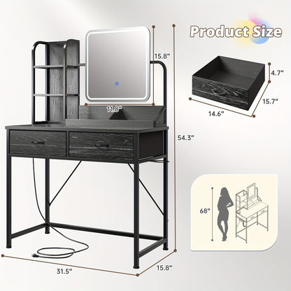 Vanity Desk shown in the Black option