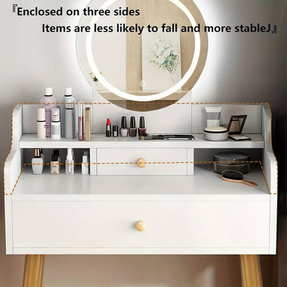 Makeup Vanity Desk with Storage Drawers for Dressing and Daily Routines in Bedroom detail image - detail view 5