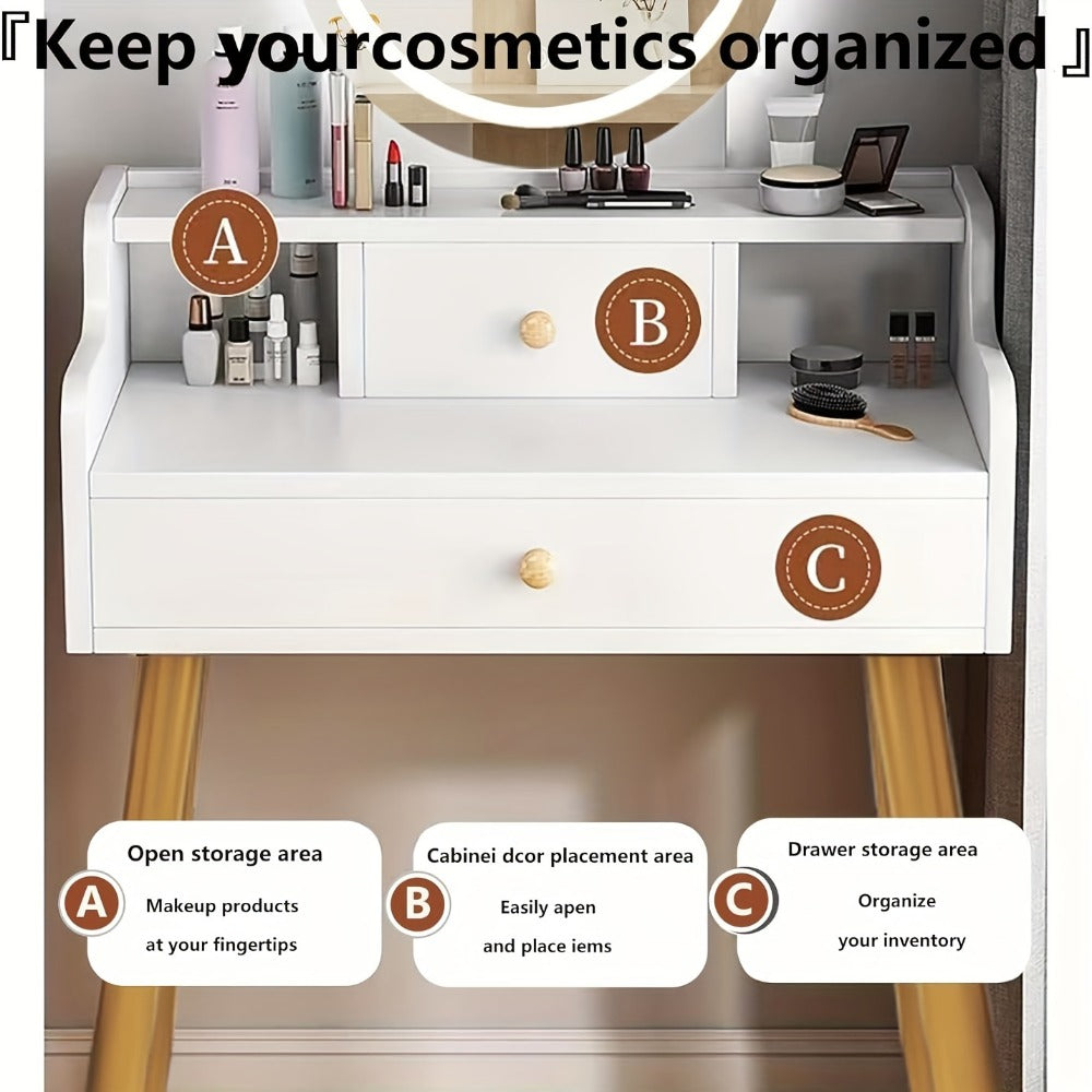 Makeup Vanity Desk with Storage Drawers for Dressing and Daily Routines in Bedroom detail image - detail view 6