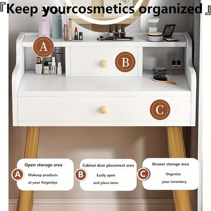 Makeup Vanity Desk with Storage Drawers for Dressing and Daily Routines in Bedroom detail image - detail view 6