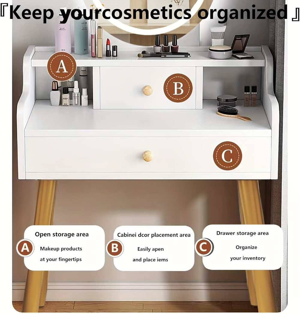 Makeup Vanity Desk with Storage Drawers for Dressing and Daily Routines in Bedroom detail image - detail view 8