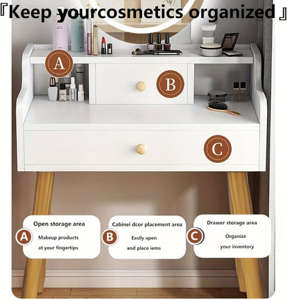 Makeup Vanity Desk with Storage Drawers for Dressing and Daily Routines in Bedroom detail image - detail view 8