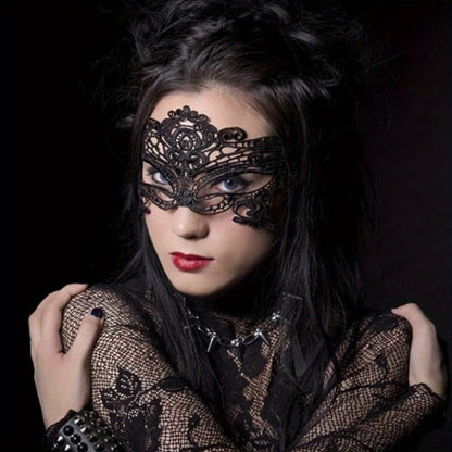 Masquerade Masks - Lace Mask Set 5 Pcs for Women Black Venetian Hollow Flower Half Face Eye - product detail view 10