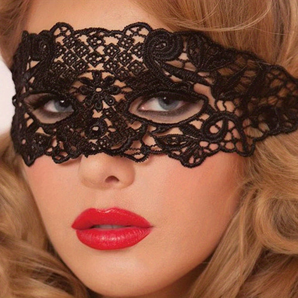 Masquerade Masks - Lace Mask Set 5 Pcs for Women Black Venetian Hollow Flower Half Face Eye - product detail view 11