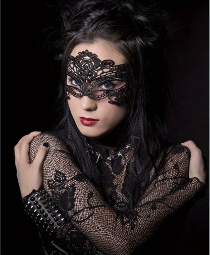 Masquerade Masks - Lace Mask Set 5 Pcs for Women Black Venetian Hollow Flower Half Face Eye - product detail view 14