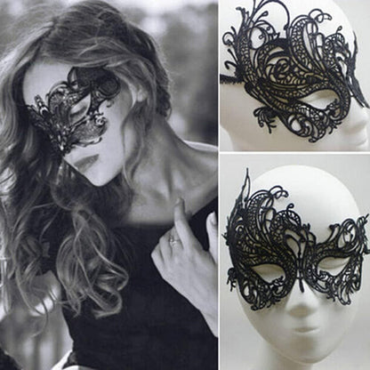 Masquerade Masks - Lace Mask Set 5 Pcs for Women Black Venetian Hollow Flower Half Face Eye - product detail view 15