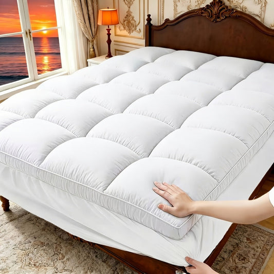Mattress Toppers, Cooling Pillow Top Mattress Topper - 7D Spiral Fiber Fill, Deep Pocket shown in the main product view