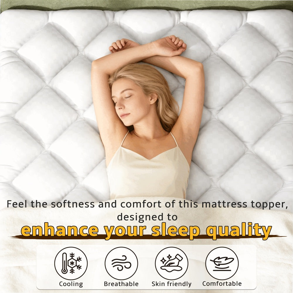 Mattress Topper with Non-Slip Base, Cooling Mattress Topper for Bedroom detail image - detail view 10