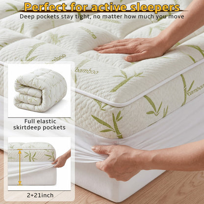 Mattress Topper with Non-Slip Base, Cooling Mattress Topper for Bedroom detail image - detail view 13