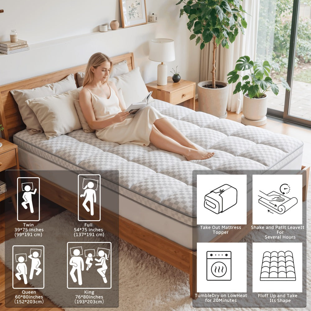Mattress Topper with Non-Slip Base, Cooling Mattress Topper for Bedroom detail image - detail view 4