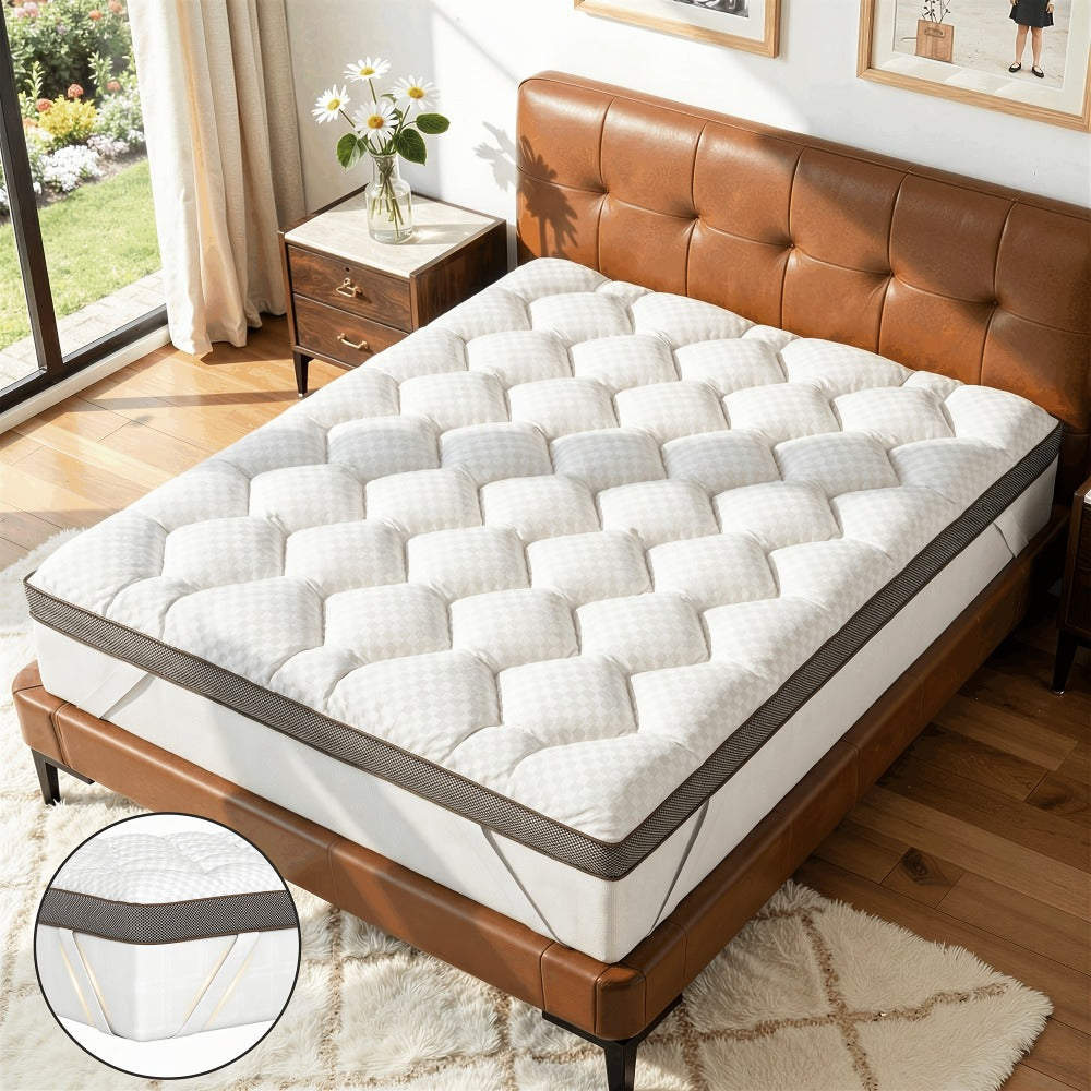 Mattress Topper with Non-Slip Base, Cooling Mattress Topper for Bedroom detail image - detail view 9