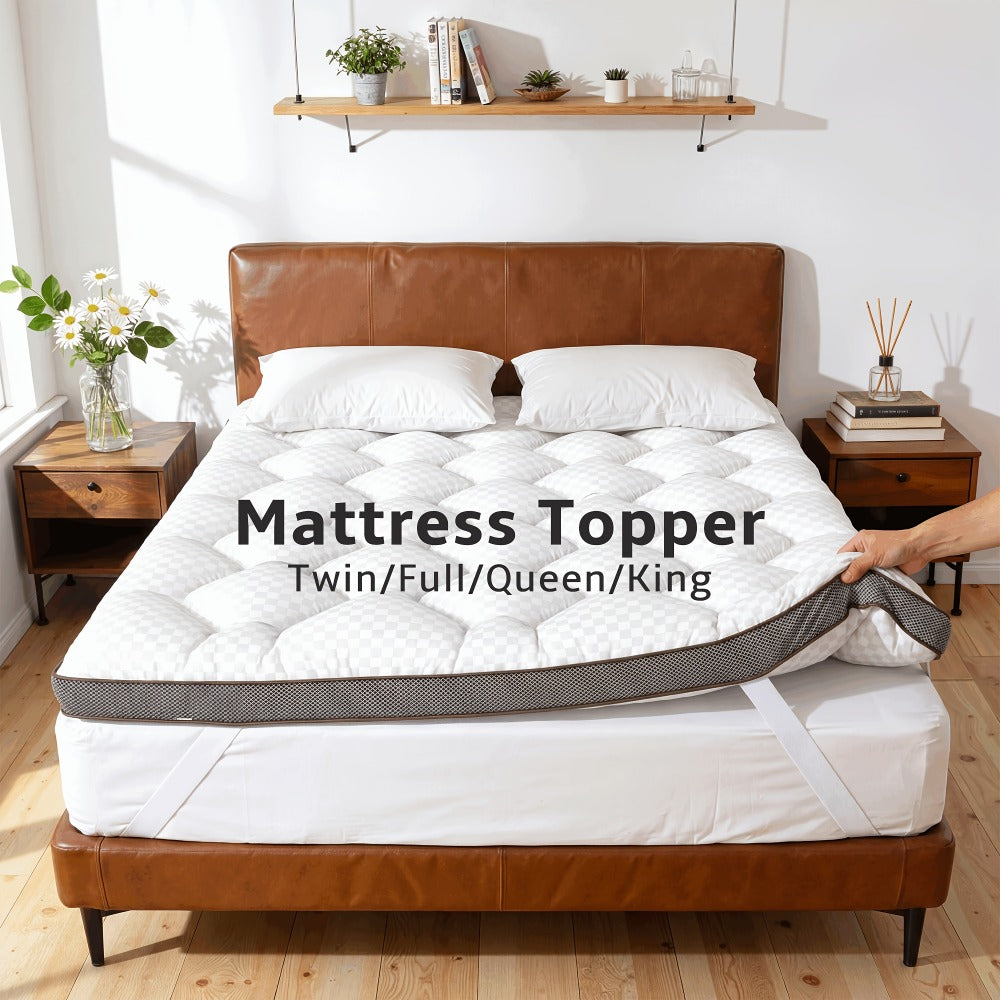 Mattress Topper, Luxury Quilted with Lace-Up Deep Pocket - Soft Cooling, Non-Slip, Pet shown in the main product view