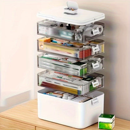 Medicine Storage Box, Multi-Layer Large Capacity with Portable Pill Box, Adjustable shown in the main product view