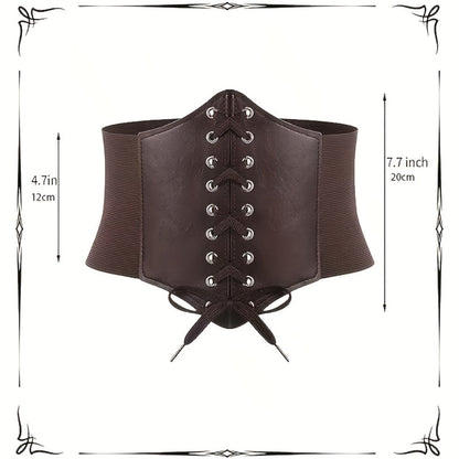 Medieval Costume Sets - Set 5 Pcs Faux Leather Renaissance Belt, Corset & Viking Horn Decoration - product detail view 6