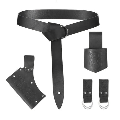 Medieval Costume Sets - Set 5 Pcs Faux Leather Renaissance Belt, Corset & Viking Horn Decoration - product detail view 7