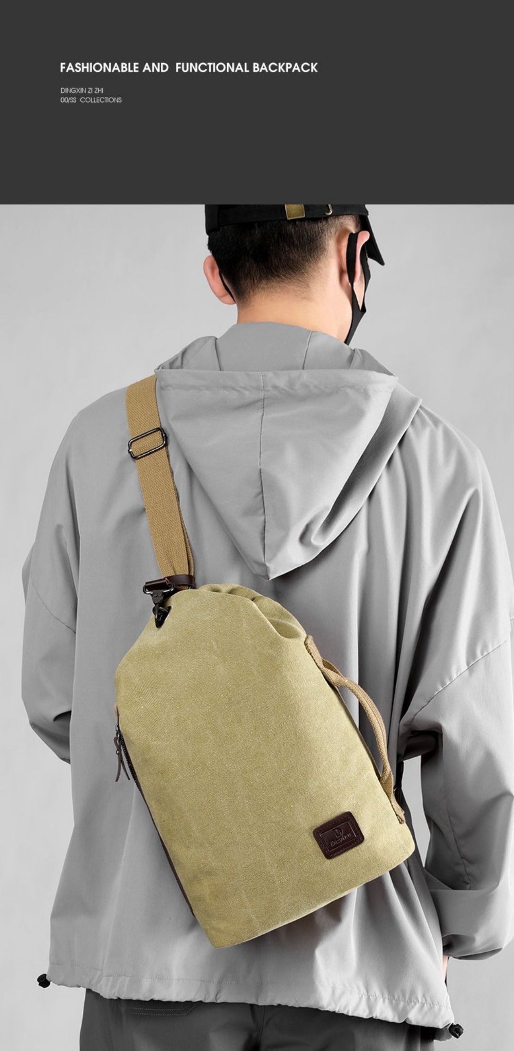 Men's Crossbody Bag – Canvas, Large Capacity, for Travel & Work – detail view 20