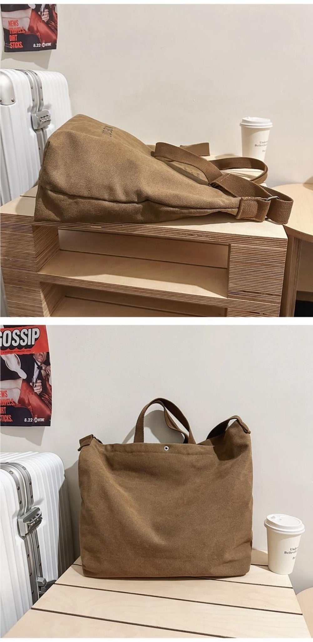 Men's Crossbody Bag – Canvas, Large Capacity, Adjustable Strap, for Travel & Work – detail view 17