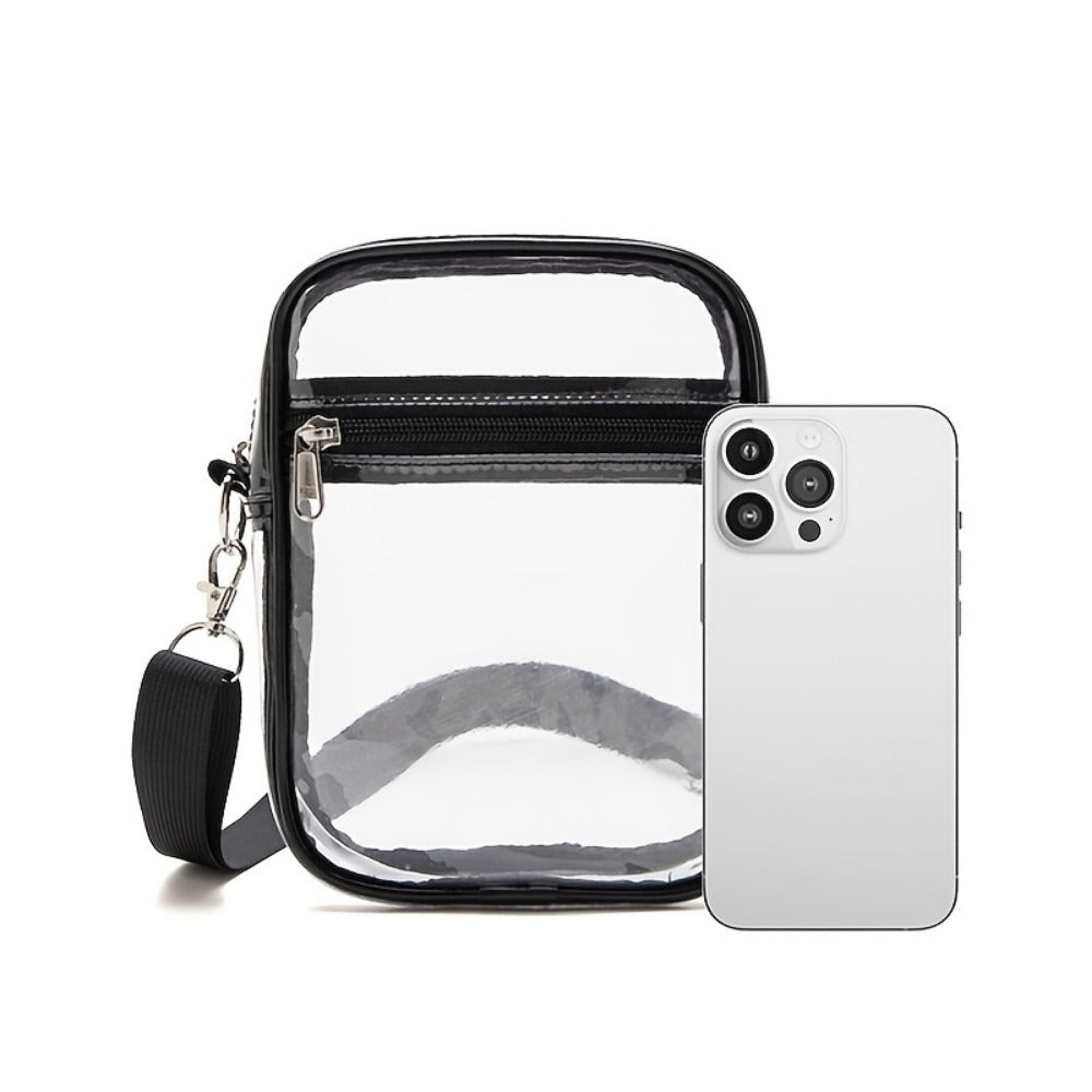 Men's Crossbody Bag – Clear, Adjustable Strap, Transparent – detail view 11