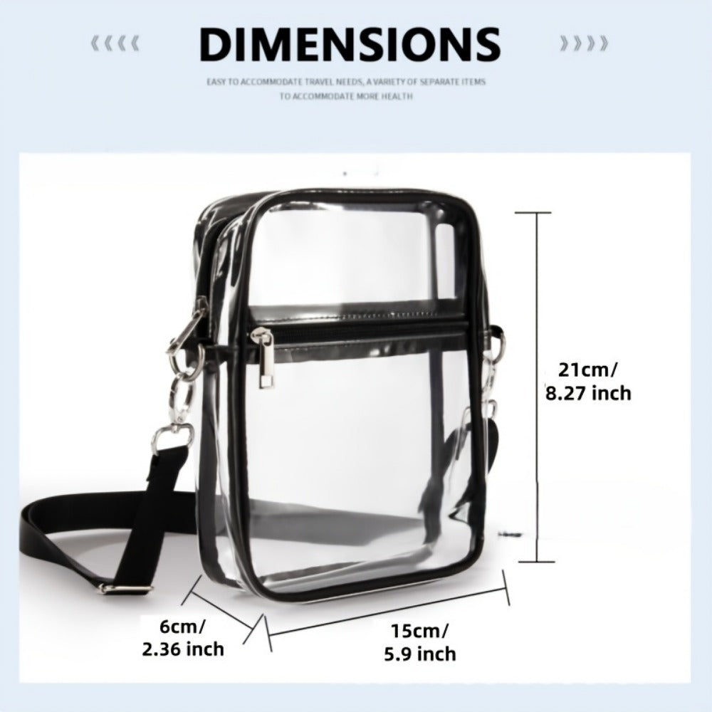 Men's Crossbody Bag – Clear, Adjustable Strap, Transparent – detail view 3