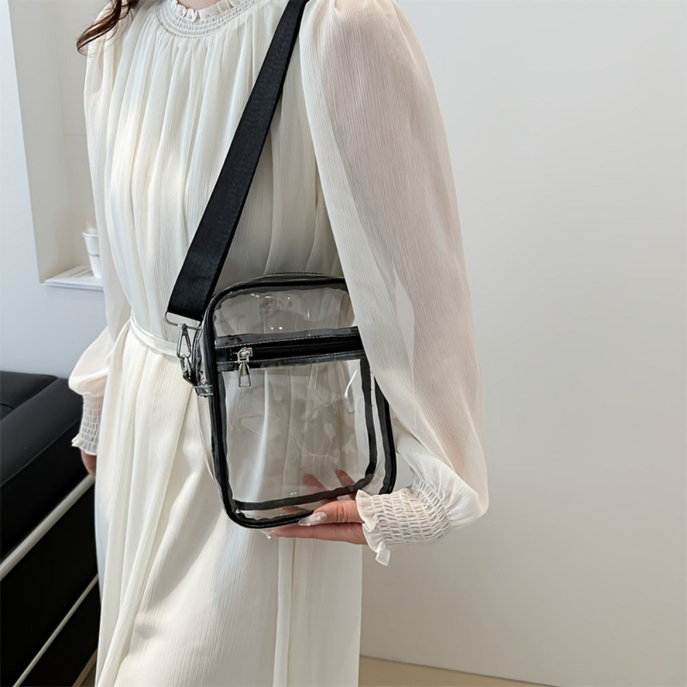 Men's Crossbody Bag – Clear, Adjustable Strap, Transparent – detail view 4