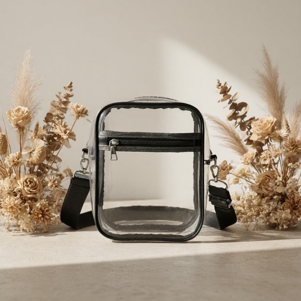 Men's Crossbody Bag – Clear, Adjustable Strap, Transparent – detail view 6