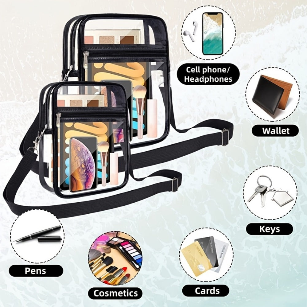 Men's Crossbody Bag – Clear, Adjustable Strap, Transparent – detail view 9