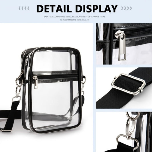 Men's Crossbody Bag – Clear, Adjustable Strap, Transparent – front view
