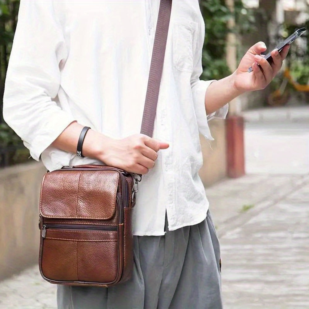 Men's Crossbody Bag – Genuine Leather, Large Capacity, for Travel & Work – detail view 11
