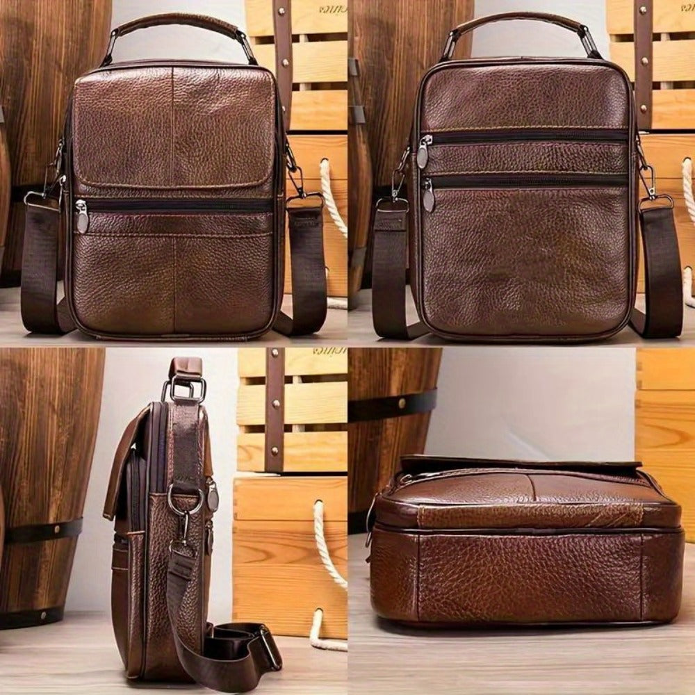 Men's Crossbody Bag – Genuine Leather, Large Capacity, for Travel & Work – detail view 12