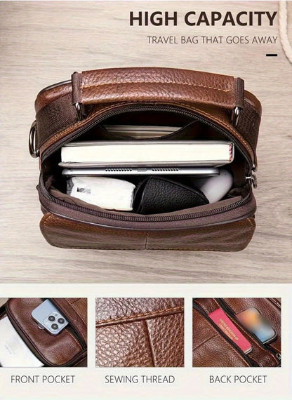 Men's Crossbody Bag – Genuine Leather, Large Capacity, for Travel & Work – detail view 14