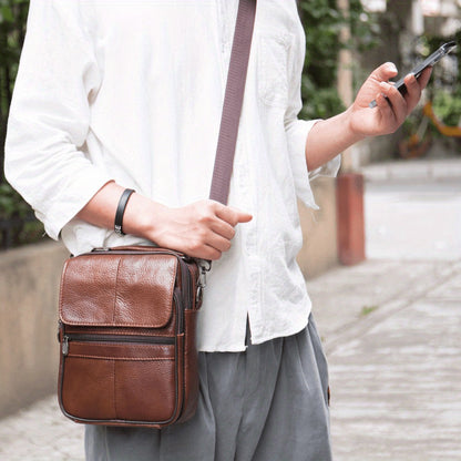 Men's Crossbody Bag – Genuine Leather, Large Capacity, for Travel & Work – detail view 2