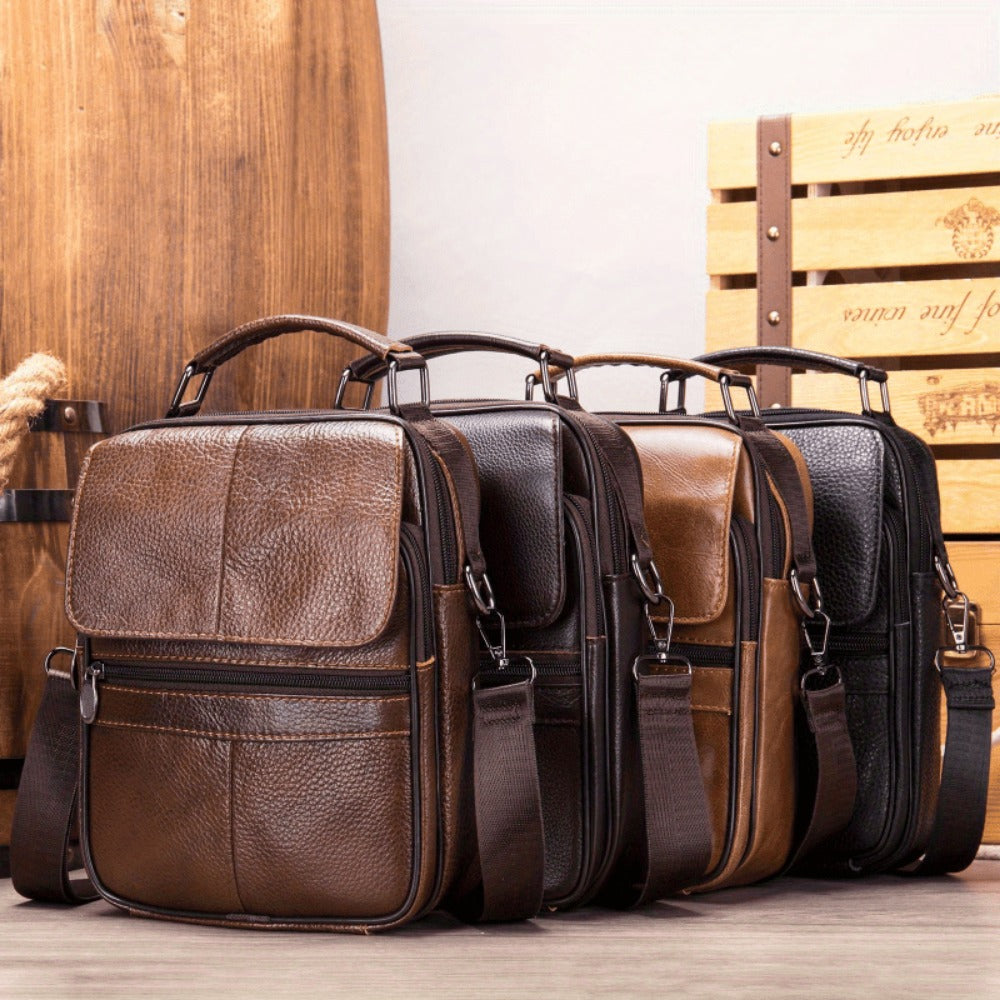 Men's Crossbody Bag – Genuine Leather, Large Capacity, for Travel & Work – detail view 5