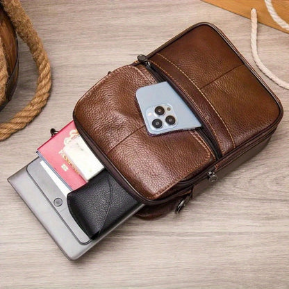 Men's Crossbody Bag – Genuine Leather, Large Capacity, for Travel & Work – detail view 7