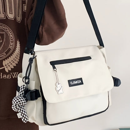 Men's Crossbody Bag – Polyester, Large Capacity, for Travel & Work – front view