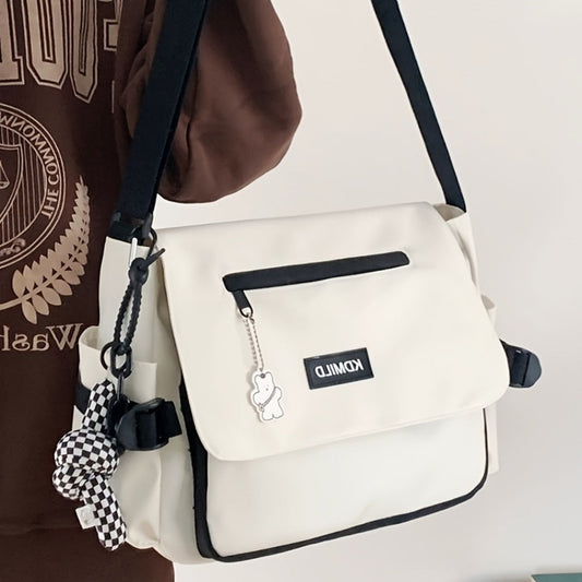 Men's Crossbody Bag – Polyester, Large Capacity, for Travel & Work – front view