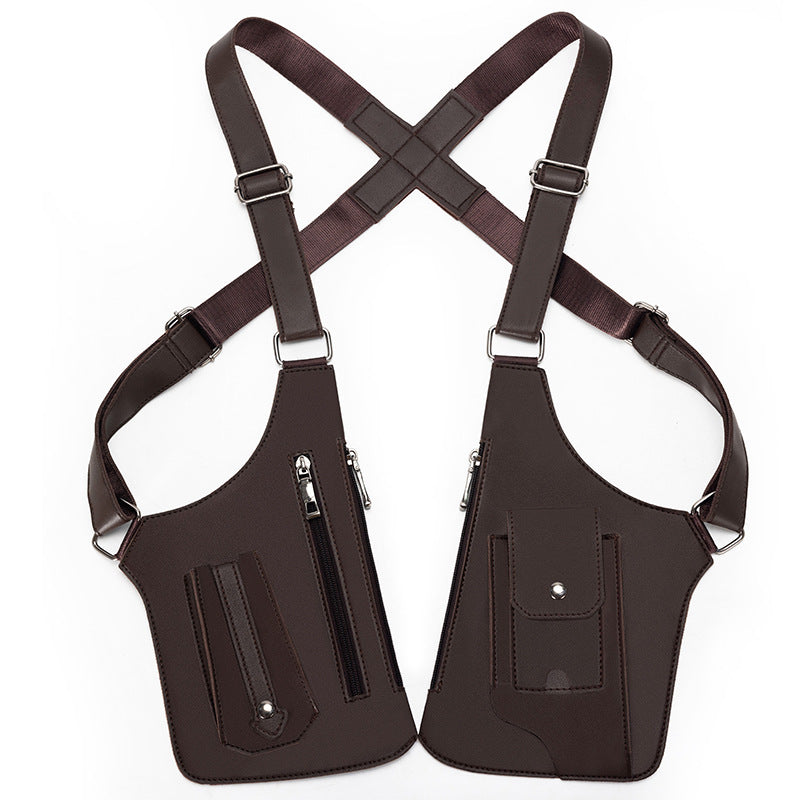 Men's Crossbody Bag – for Travel & Work, Armpit Vintage Underarm Messenger Pack – front view - product view 18
