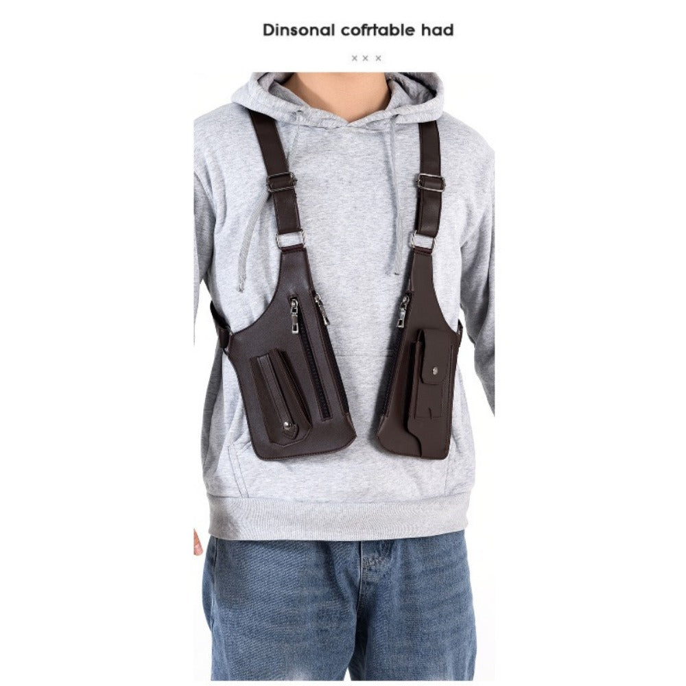 Men's Crossbody Bag – for Travel & Work, Armpit Vintage Underarm Messenger Pack – detail view 16