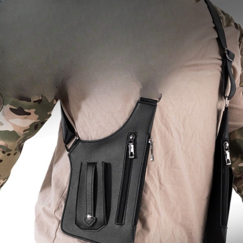 Men's Crossbody Bag – for Travel & Work, Armpit Vintage Underarm Messenger Pack – detail view 7