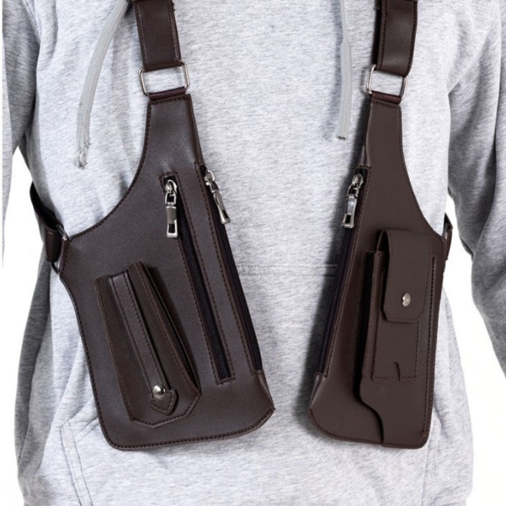 Men's Crossbody Bag – for Travel & Work, Armpit Vintage Underarm Messenger Pack – front view